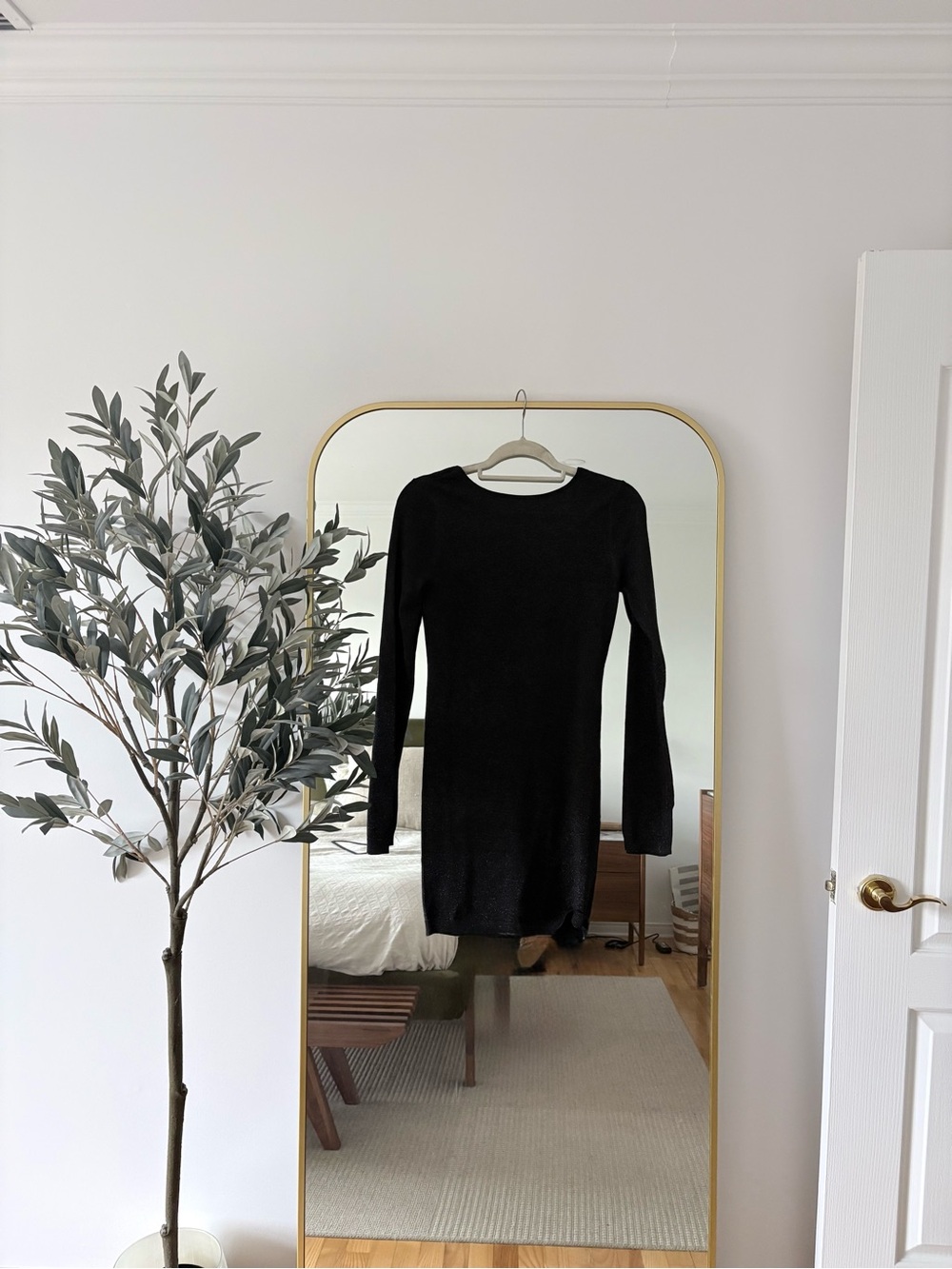 Garage Black Long-Sleeve Knit Mini Dress